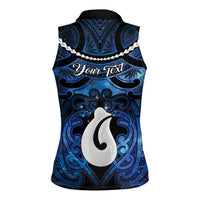 Personalized Maori Matariki Hei Matau Women Sleeveless Polo Shirt Maori Kowhaiwhai Pattern Galaxy
