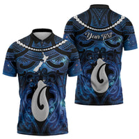 Personalized Maori Matariki Hei Matau Zipper Polo Shirt Maori Kowhaiwhai Pattern Galaxy
