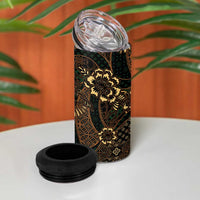 Indonesian Batik Pattern Vintage Brown 4 in 1 Can Cooler Tumbler