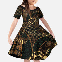 Indonesian Batik Pattern Vintage Brown Family Matching Mermaid Dress and Hawaiian Shirt