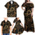 Indonesian Batik Pattern Vintage Brown Family Matching Off Shoulder Maxi Dress and Hawaiian Shirt