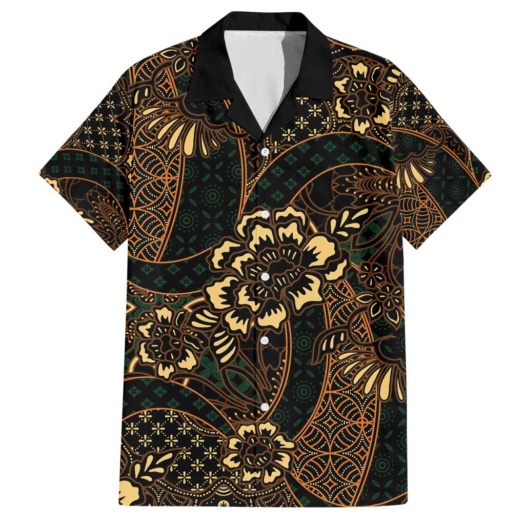 Indonesian Batik Pattern Vintage Brown Family Matching Off Shoulder Maxi Dress and Hawaiian Shirt LT01 Dad's Shirt - Short Sleeve Brown - Polynesian Pride