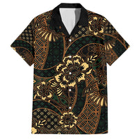 Indonesian Batik Pattern Vintage Brown Family Matching Off Shoulder Maxi Dress and Hawaiian Shirt LT01 Dad's Shirt - Short Sleeve Brown - Polynesian Pride