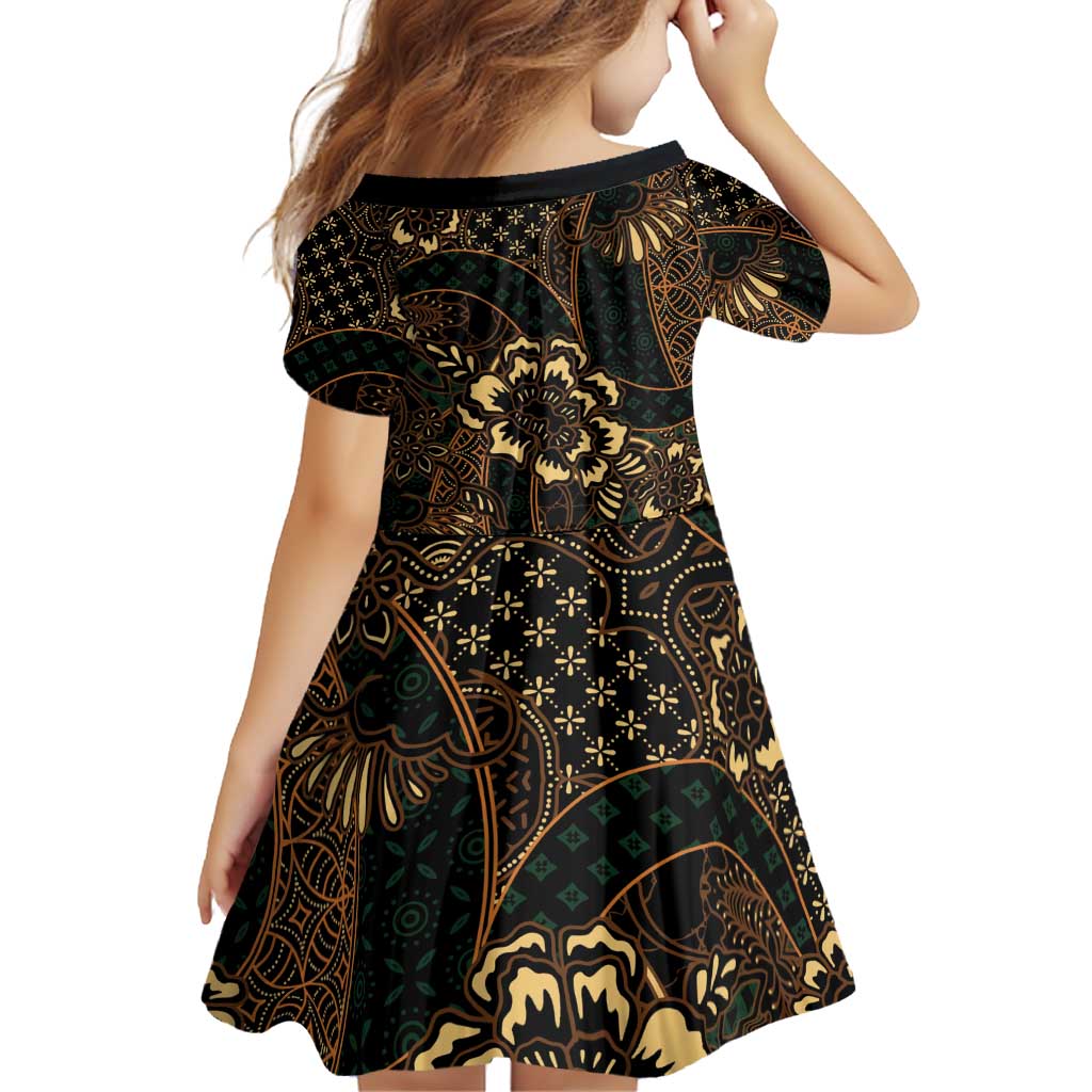 Indonesian Batik Pattern Vintage Brown Family Matching Off Shoulder Short Dress and Hawaiian Shirt