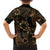 Indonesian Batik Pattern Vintage Brown Family Matching Short Sleeve Bodycon Dress and Hawaiian Shirt