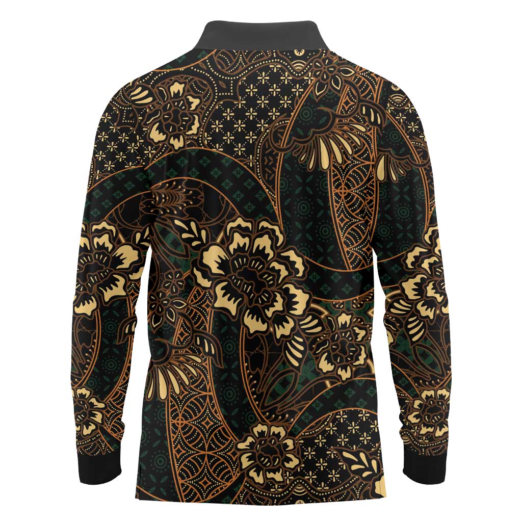 Indonesian Batik Pattern Vintage Brown Long Sleeve Polo Shirt LT01 - Polynesian Pride