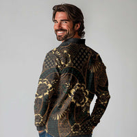 Indonesian Batik Pattern Vintage Brown Long Sleeve Polo Shirt LT01 - Polynesian Pride