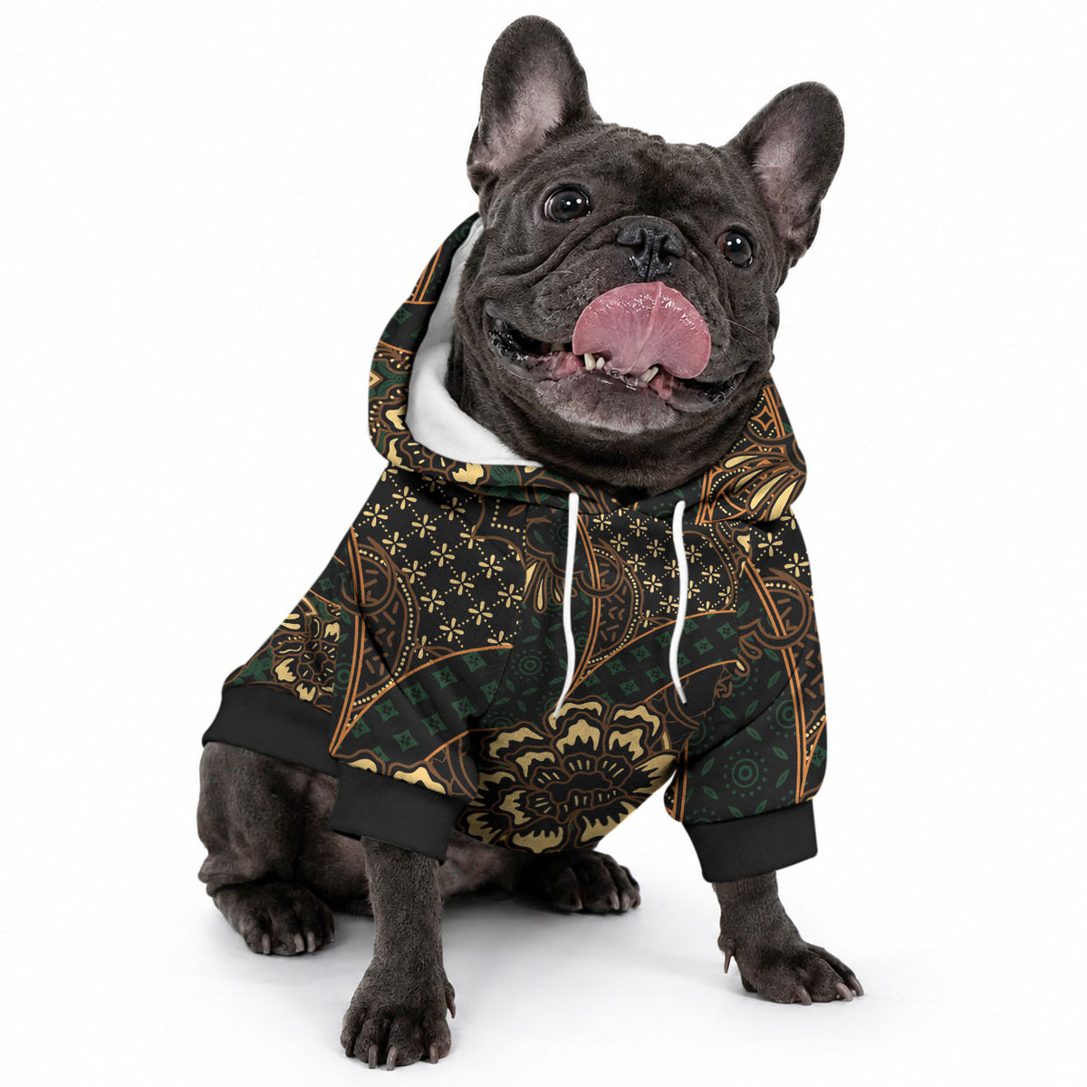 Indonesian Batik Pattern Vintage Brown Pet Hoodie