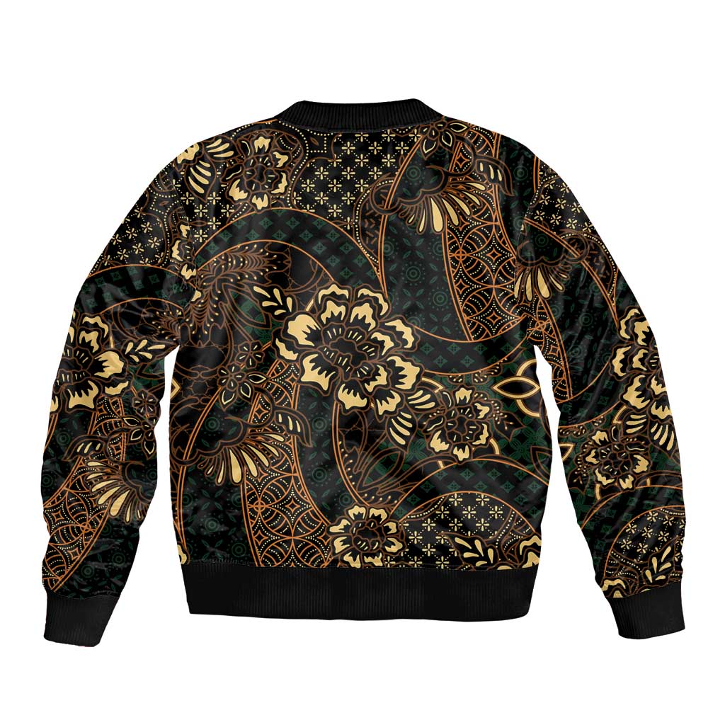 Indonesian Batik Pattern Vintage Brown Sleeve Zip Bomber Jacket LT01 - Polynesian Pride