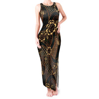 Indonesian Batik Pattern Vintage Brown Tank Maxi Dress