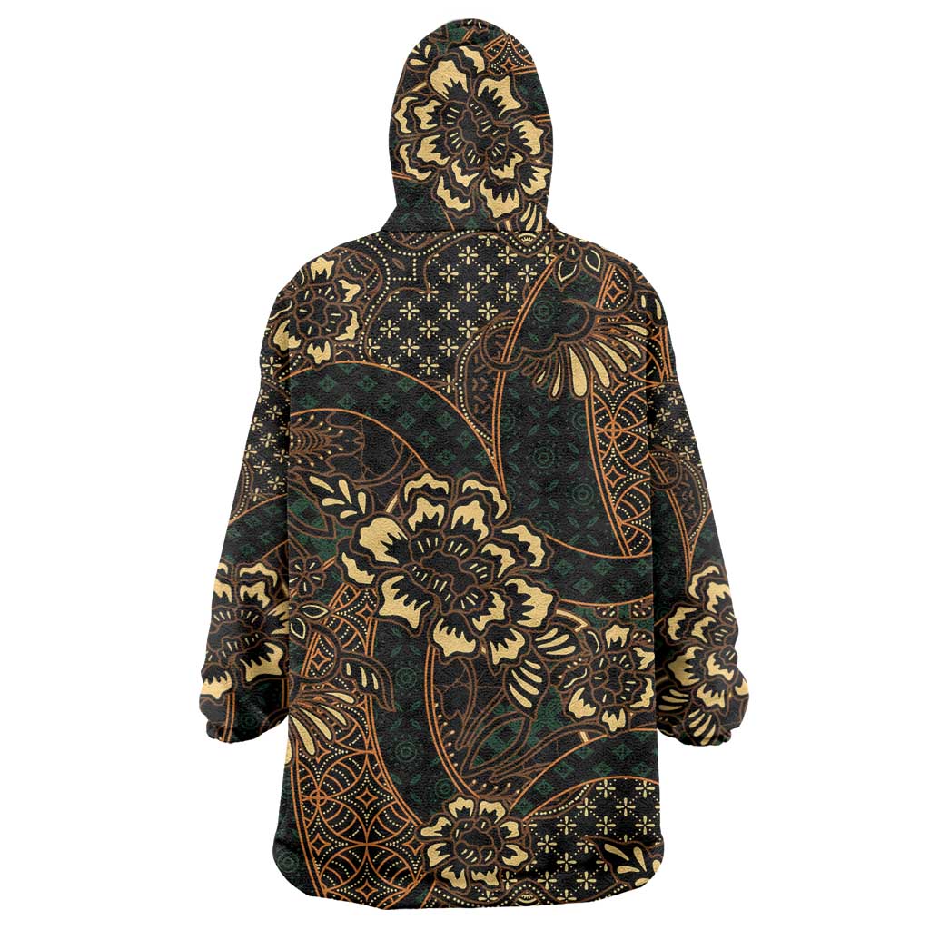 Indonesian Batik Pattern Vintage Brown Wearable Blanket Hoodie