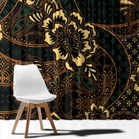 Indonesian Batik Pattern Vintage Brown Window Curtain