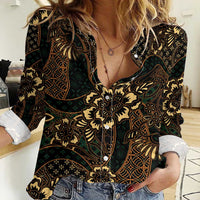 Indonesian Batik Pattern Vintage Brown Women Casual Shirt