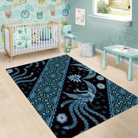 Indonesia Batik Pattern Area Rug Blue Version