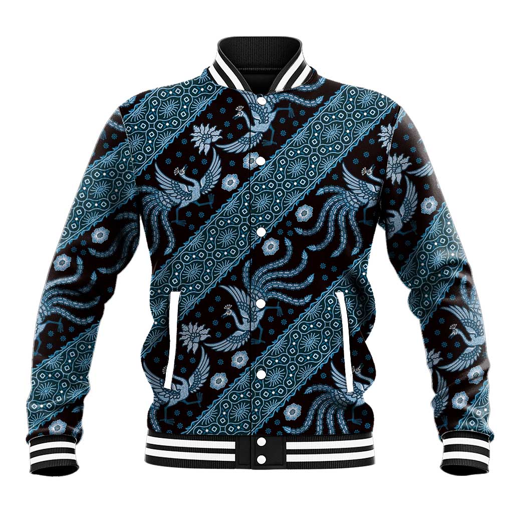 Indonesia Batik Pattern Baseball Jacket Blue Version