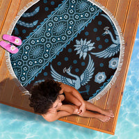 Indonesia Batik Pattern Beach Blanket Blue Version