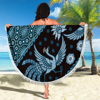 Indonesia Batik Pattern Beach Blanket Blue Version