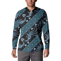 Indonesia Batik Pattern Button Sweatshirt Blue Version