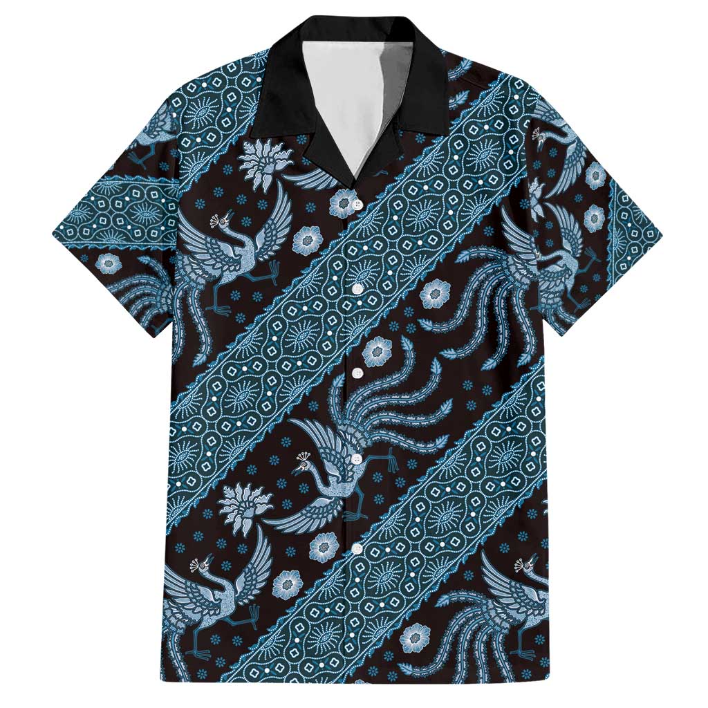 Indonesia Batik Pattern Hawaiian Shirt Blue Version