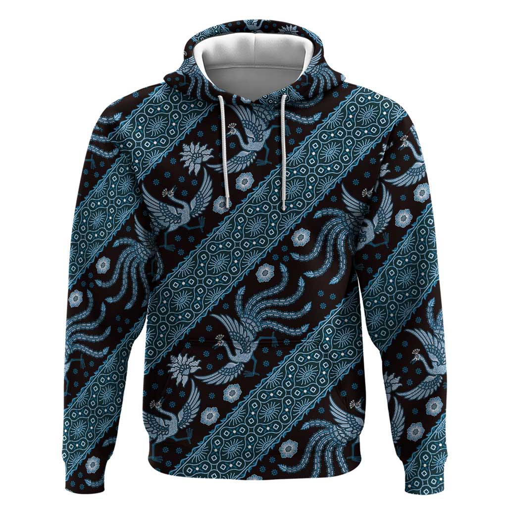 Indonesia Batik Pattern Hoodie Blue Version