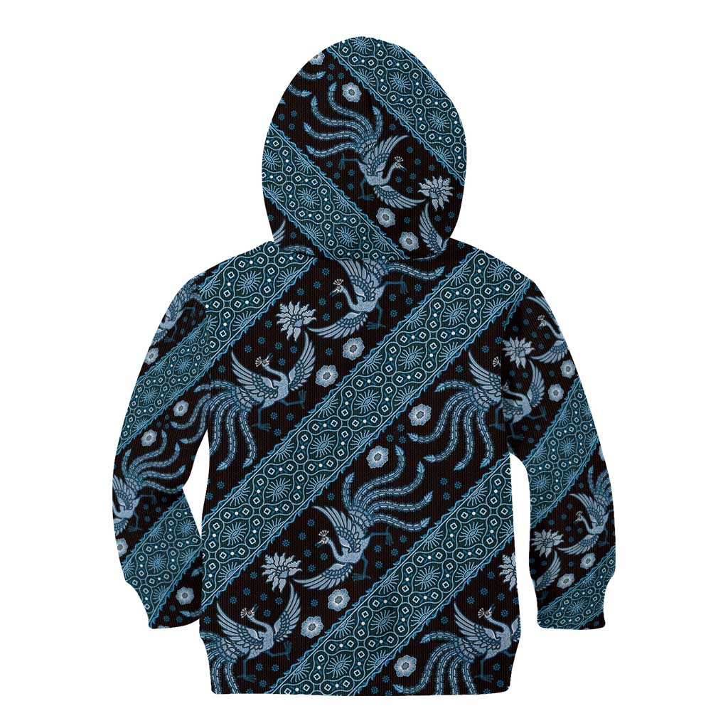 Indonesia Batik Pattern Kid Hoodie Blue Version