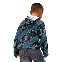 Indonesia Batik Pattern Kid Hoodie Blue Version