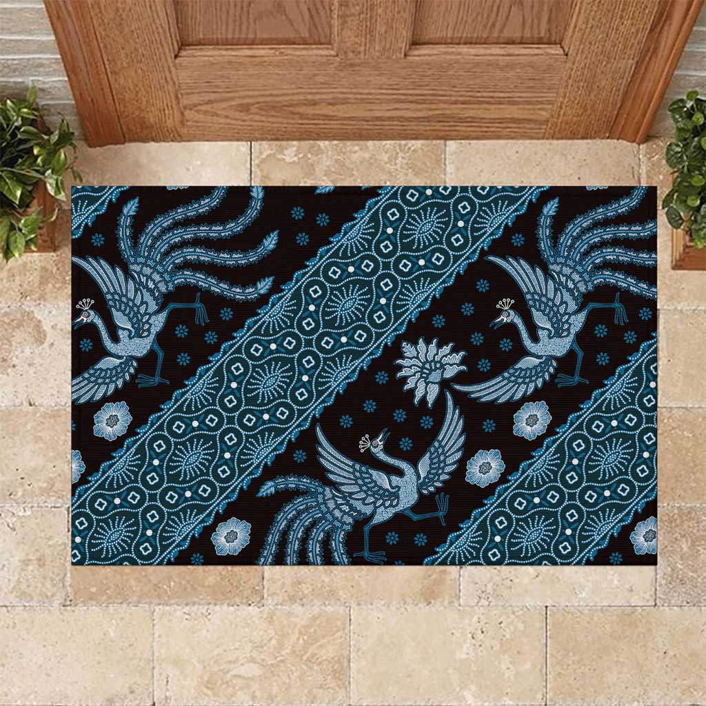 Indonesia Batik Pattern Rubber Doormat Blue Version