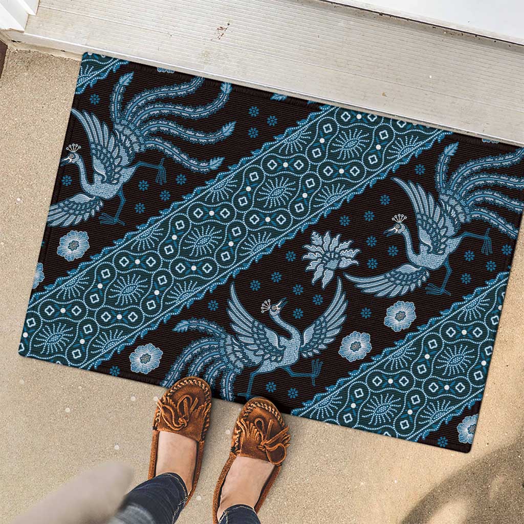 Indonesia Batik Pattern Rubber Doormat Blue Version