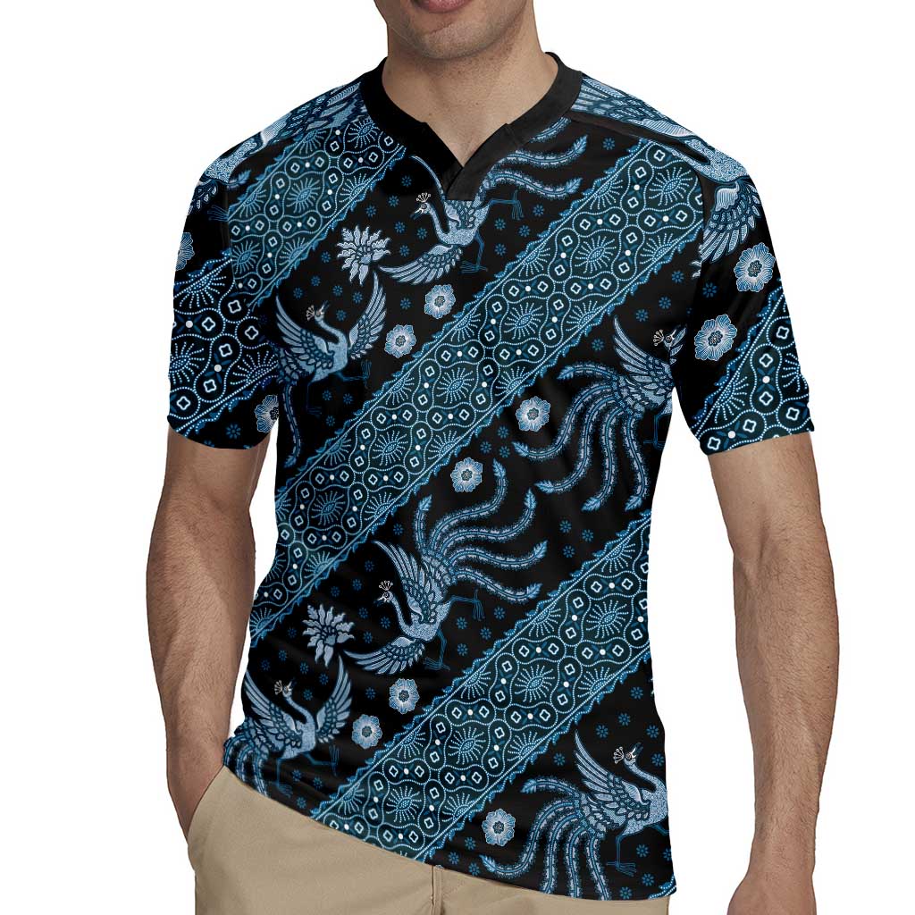 Indonesia Batik Pattern Rugby Jersey Blue Version