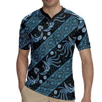 Indonesia Batik Pattern Rugby Jersey Blue Version