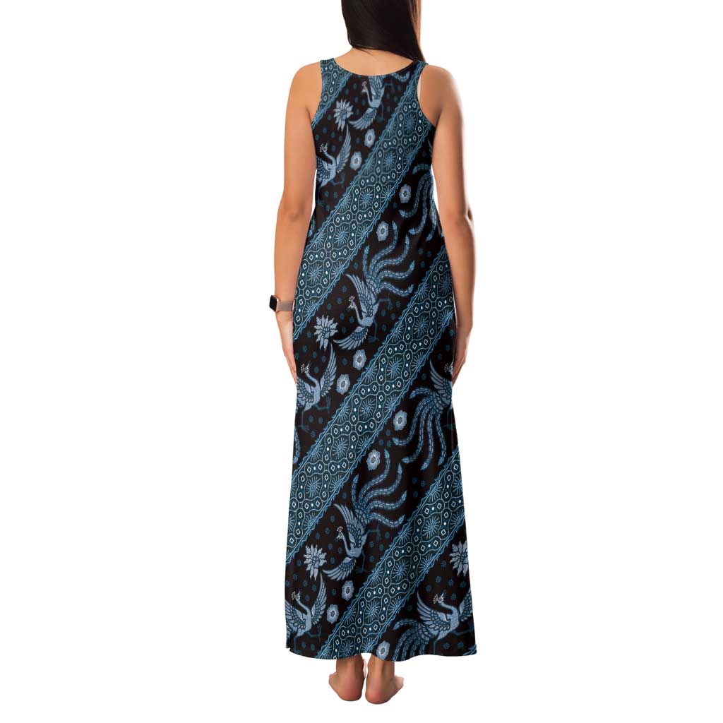 Indonesia Batik Pattern Tank Maxi Dress Blue Version