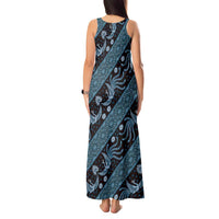 Indonesia Batik Pattern Tank Maxi Dress Blue Version