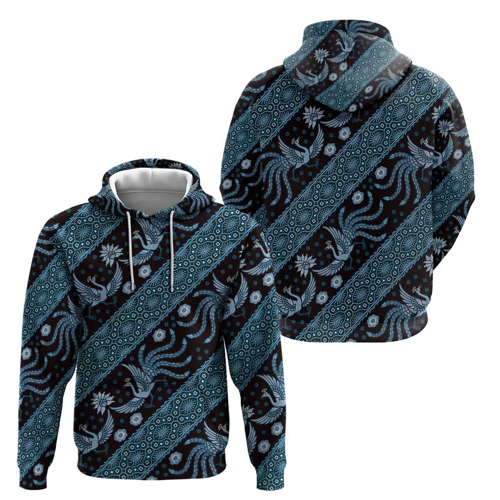 Indonesia Batik Pattern Zip Hoodie Blue Version