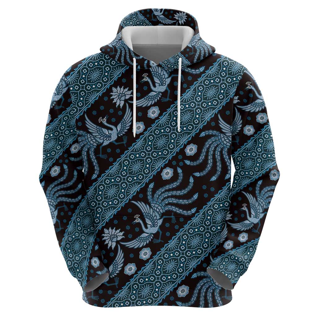 Indonesia Batik Pattern Zip Hoodie Blue Version