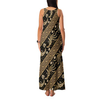 Indonesia Batik Pattern Family Matching Tank Maxi Dress and Hawaiian Shirt Gold Version