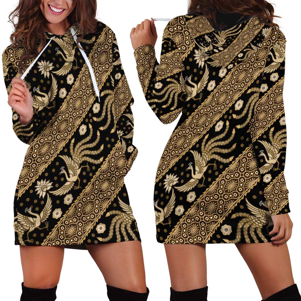 Indonesia Batik Pattern Hoodie Dress Gold Version