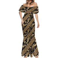 Indonesia Batik Pattern Mermaid Dress Gold Version
