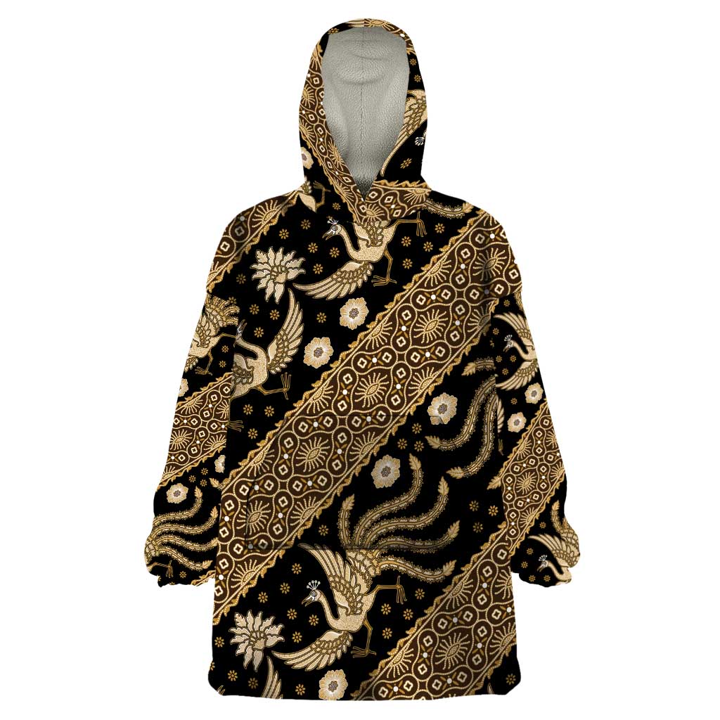 Indonesia Batik Pattern Wearable Blanket Hoodie Gold Version