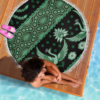 Indonesia Batik Pattern Beach Blanket Green Version