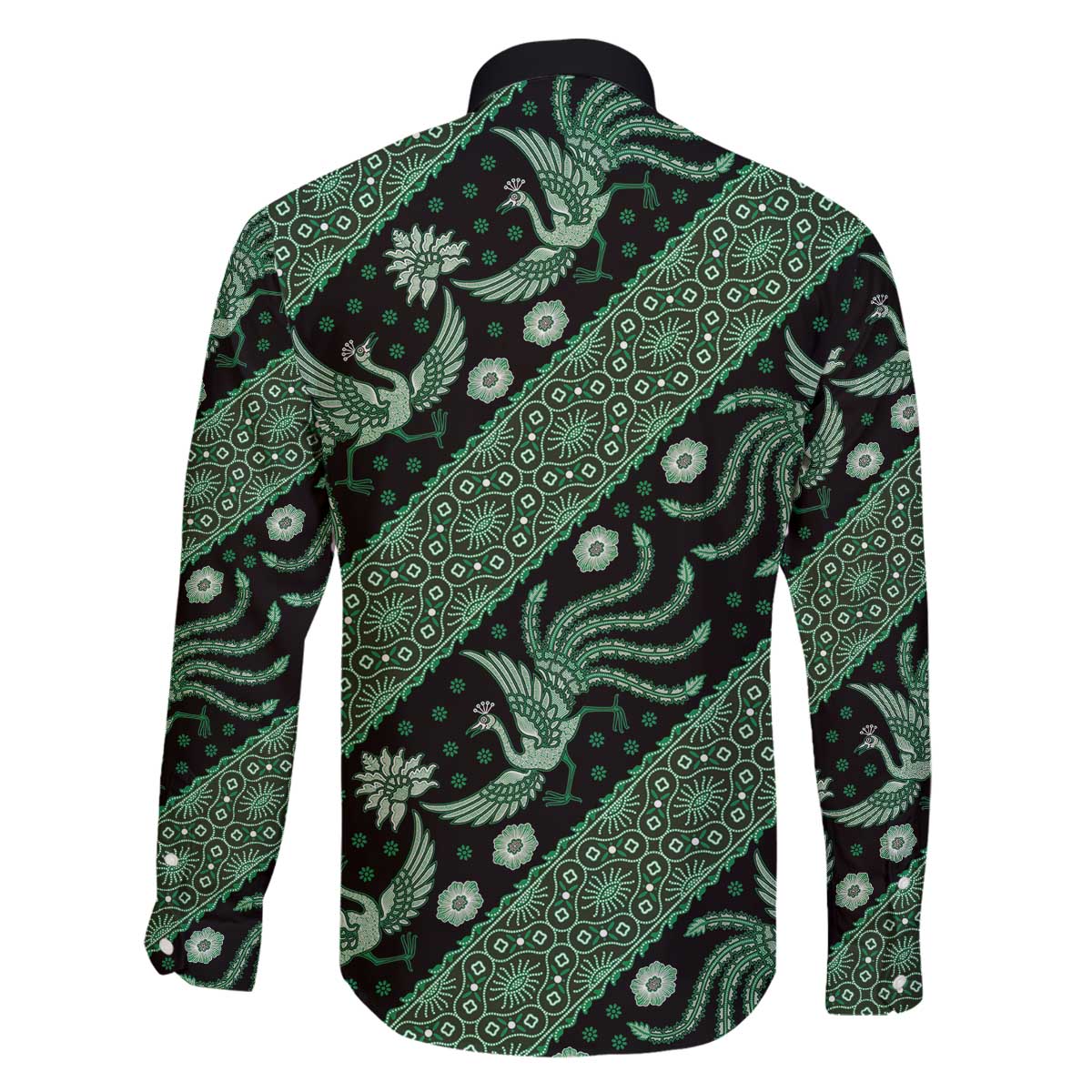 Indonesia Batik Pattern Family Matching Puletasi and Hawaiian Shirt Green Version