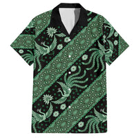 Indonesia Batik Pattern Family Matching Tank Maxi Dress and Hawaiian Shirt Green Version
