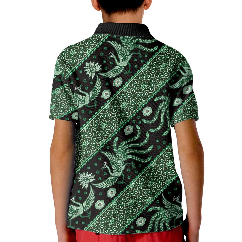Indonesia Batik Pattern Kid Polo Shirt Green Version