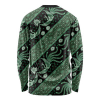 Indonesia Batik Pattern Long Sleeve Shirt Green Version