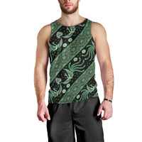 Indonesia Batik Pattern Men Tank Top Green Version