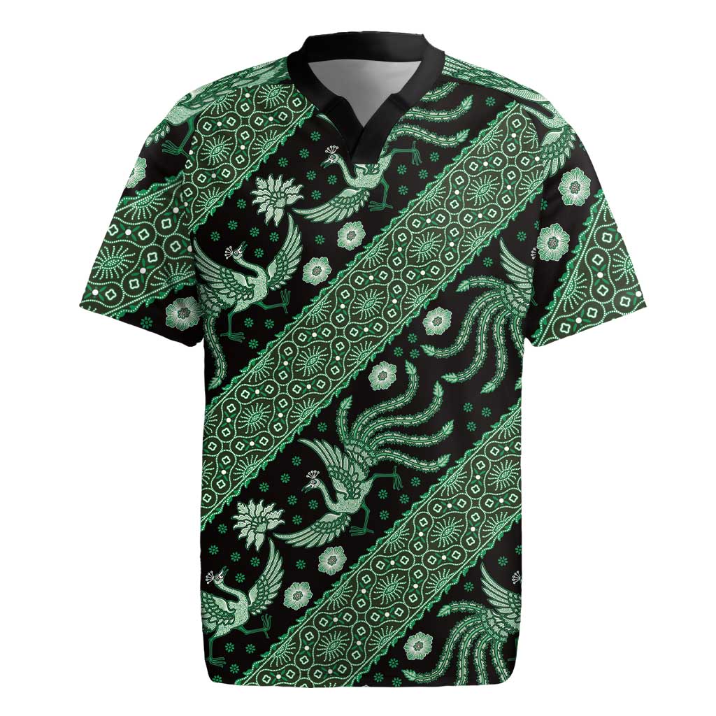 Indonesia Batik Pattern Rugby Jersey Green Version