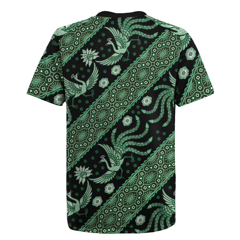 Indonesia Batik Pattern Rugby Jersey Green Version