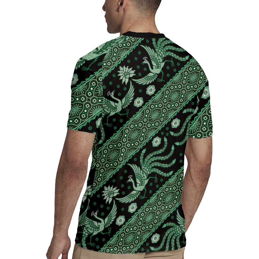 Indonesia Batik Pattern Rugby Jersey Green Version