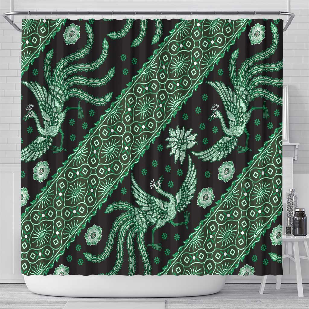 Indonesia Batik Pattern Shower Curtain Green Version