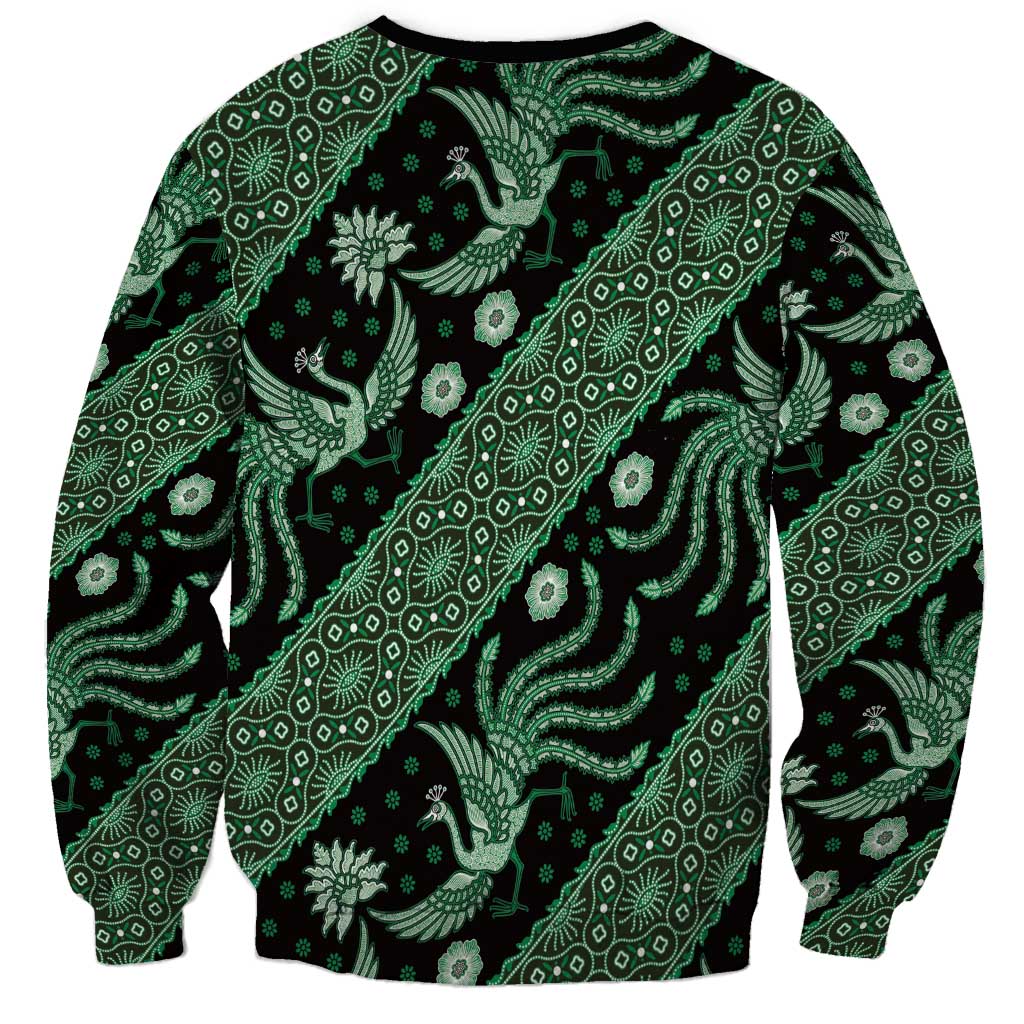 Indonesia Batik Pattern Sweatshirt Green Version