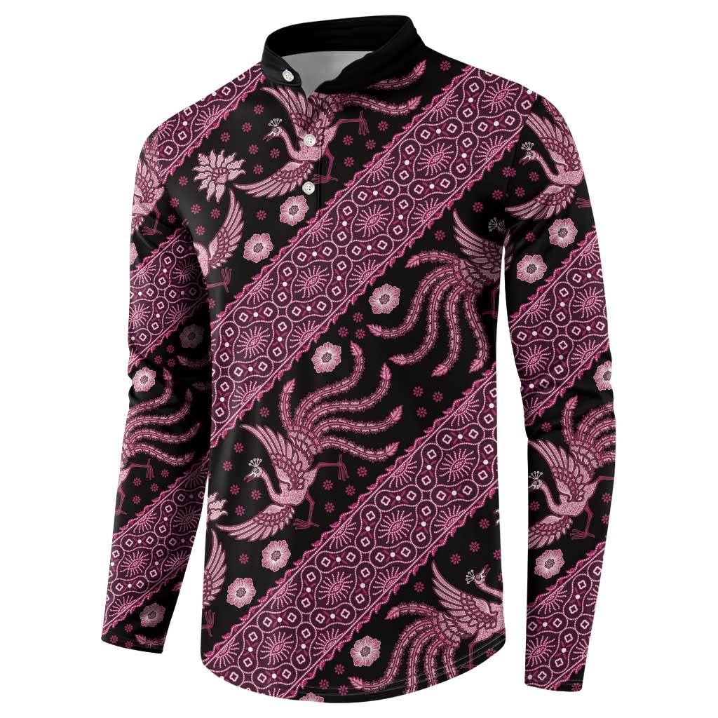 Indonesia Batik Pattern Button Sweatshirt Pink Version
